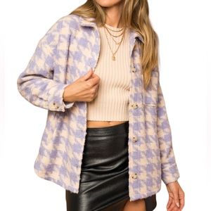 164. Women’s Purple/Cream Houndstooth Shacket NWT